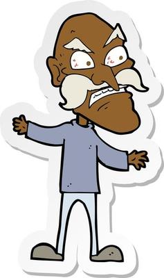 sticker of a cartoon angry old man