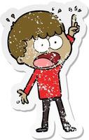 distressed sticker of a cartoon shocked man vector