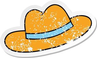 distressed sticker cartoon doodle of a hat vector