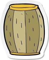 sticker of a cartoon beer barrel vector