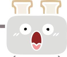 flat color retro cartoon of a toaster vector