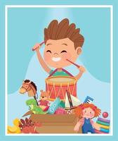 boy playing with toys vector