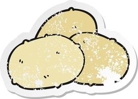 distressed sticker of a cartoon potatoes vector