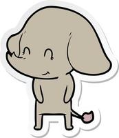 sticker of a cute cartoon elephant vector