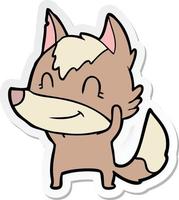 sticker of a friendly cartoon wolf vector