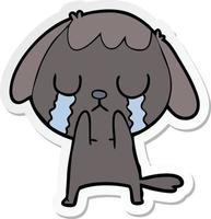 sticker of a cute cartoon dog crying vector