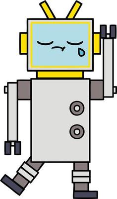 cute cartoon crying robot