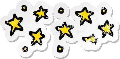 distressed sticker of a cartoon stars vector