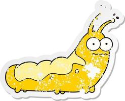 distressed sticker of a funny cartoon caterpillar vector