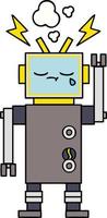 lindo robot llorando de dibujos animados vector