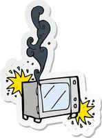 sticker of a cartoon exploding microwave vector