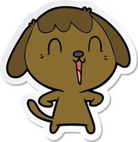 sticker of a cute cartoon dog vector