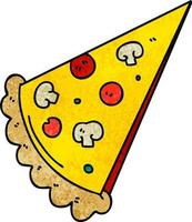 quirky hand drawn cartoon slice of pizza vector