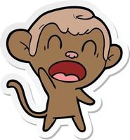 sticker of a shouting cartoon monkey vector