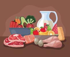 nutritive and healthy food vector