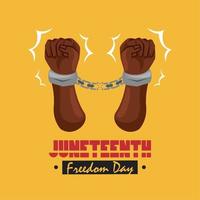 juneteenth lettering with slave hands vector