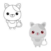 Cute cat toy.Contour drawing of a cartoon animal. Coloring book for kids vector