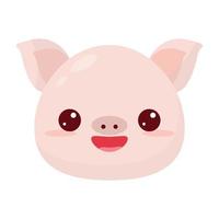 The head of a cartoon animal. Pig's head.   Cute cartoon pig. Educational  book with animals for preschool and kindergarten children vector