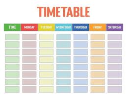 A simple timetable for the week. Go back to the school timetable template vector