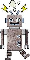 robot de mal funcionamiento de dibujos animados de textura grunge retro vector