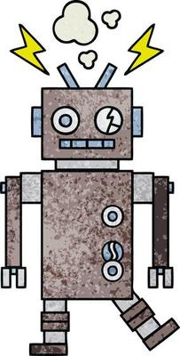 retro grunge texture cartoon malfunctioning robot