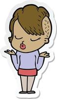 sticker of a cartoon pretty hipster girl vector