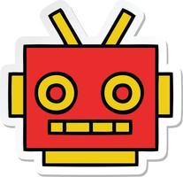 sticker of a cute cartoon robot head vector