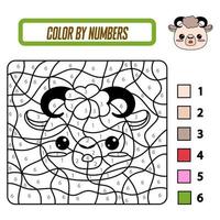 libro de colorear educativo por números para niños en edad preescolar. lindo cordero de dibujos animados. libro educativo para colorear con animales. una tarjeta de capacitación con una tarea para niños en edad preescolar y jardín de infantes. vector