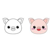 Cute pig toy.Contour drawing of a cartoon animal. Coloring book for kids vector