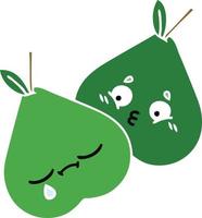 flat color retro cartoon pears vector