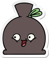 sticker of a cute cartoon sack vector