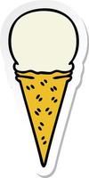 sticker of a quirky hand drawn cartoon vanilla ice cream cone vector