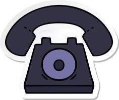 sticker of a cute cartoon old telephone vector