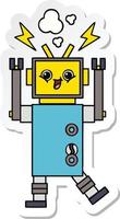 sticker of a cute cartoon happy robot vector