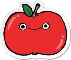 sticker of a cute cartoon apple vector