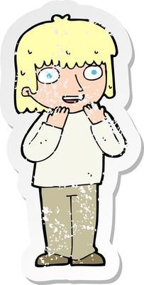 retro distressed sticker of a cartoon excited person