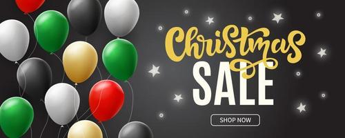 Christmas Sale banner template with hand written lettering vector