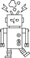 line drawing cartoon robot vector