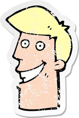 retro distressed sticker of a cartoon grinning man