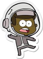 sticker of a cartoon surprised astronaut vector