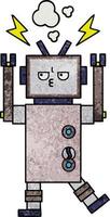 retro grunge texture cartoon robot vector