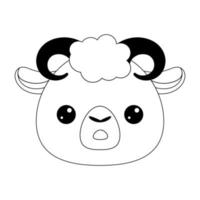 Contour drawing lamb on white background. Drawing engraving. Cartoon vector illustration. Isolated vector signs symbol. Education background. Cute symbol.children's coloring book