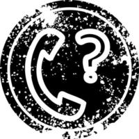 telephone handset with question mark distressed icon vector