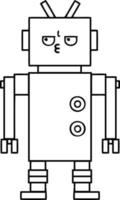 line drawing cartoon robot vector