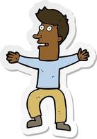 sticker of a cartoon startled man vector