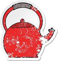 distressed sticker of a cartoon kettle vector