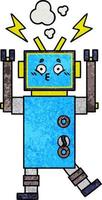 retro grunge texture cartoon robot vector