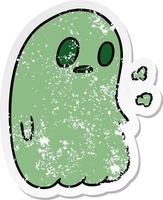 distressed sticker cartoon of a kawaii cute ghost vector
