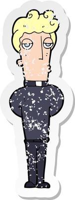 retro distressed sticker of a cartoon priest