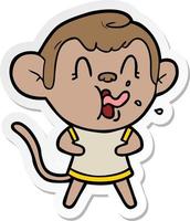 pegatina de un mono loco de dibujos animados vector